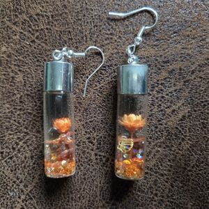 Orange Floral Resin Earrings
